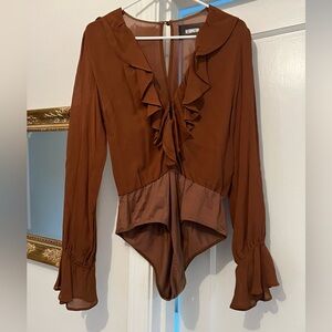 Reformation ruffled body suit